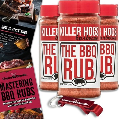 Killer Hogs The BBQ Rub Barbecue Seasoning Spice 3 Pk (33 oz) + Guide & Opener