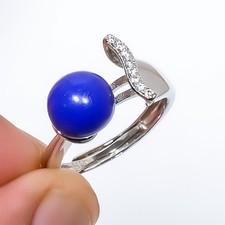 Lapis Lazuli  Topaz Gemstone 925 Silver Plated Ring Adjustable R103 