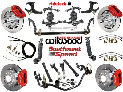 RIDETECH AIR RIDE SYSTEM & WILWOOD DISC BRAKES,12'' ROTORS,RED,78-88 GM G-BODY