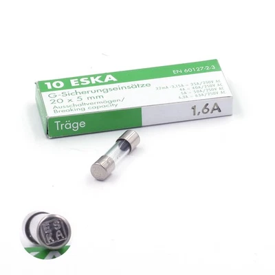 ESKA Fusible verre 5x20 - Temporisé 1.6A/250V (10 Fusibles)