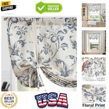Tie Up Valance Curtain Floral Linen for Windows Farmhouse 45 Inch Damask Prin...