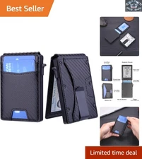 Minimalist Slim Wallet for Men - Pop-Up Card Holder with Money Clip & ID Window