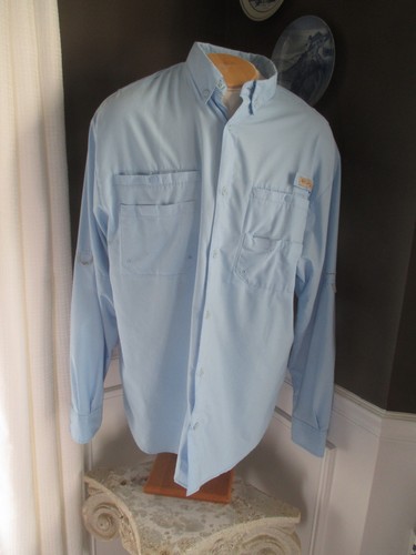 Columbia, COLUMBIA PFG mens SZ L light blue OMNI SHIELD VENTED button front shirt
