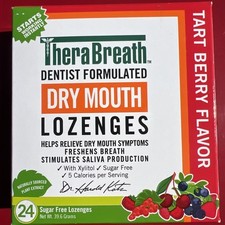 Therabreath Dry Mouth Lozenges with ZINC, Tart Berry Flavor, 24 Lozenges 8/26