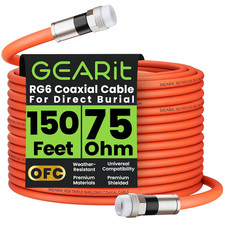 Coaxial Cable for Direct Burial 150Ft RG6 70 Ohm RF Waterproof Underground In-