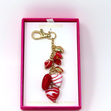 Persimmon Valentine  s Bag Charm Keychain Purse Charm Red Rhinestone Glass New