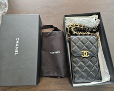 1 actual delivery Chanel AP2745 black lambskin antique gold phone holder chain