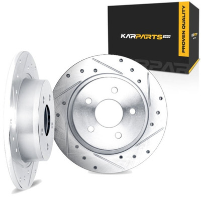 For Volvo V70 2008-2010 Brake Rotor Set Rear | Cast Iron | Silver | Vented Rotor