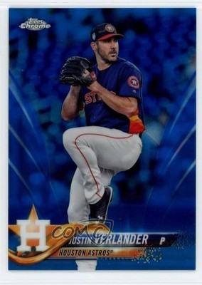 2018 Topps Chrome Blue Refractor 38/150 Justin Verlander #96 0l8y