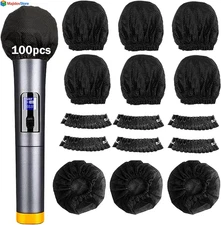 Microphone Covers Disposable 100pcs, Non-Woven,Clean No-Odor Windscreen Pop F...