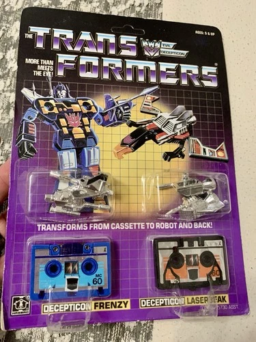 Vintage Hasbro Transformers G1 Mini Cassettes Frenzy & Laserbeak MOSC (NEW seal)