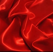 Red Satin Solid Plain Fabric