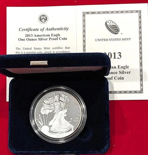 2013 US MINT AMERICAN EAGLE  -   ONE OUNCE SILVER PROOF COIN WITH COA