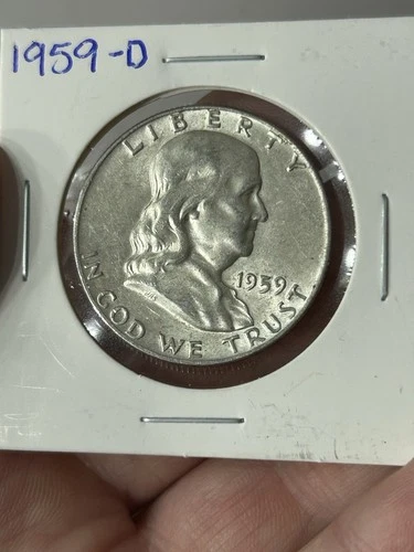 1959 D Franklin Half Dollar - 90% Silver - AU - Almost Uncirculated (item 3)