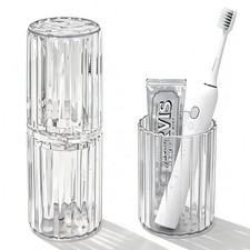Toothbrush Travel Holder, 2-in-1 Dustproof Toothbrush Travel Case with Rinse ...