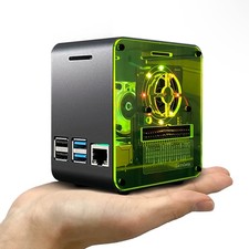 Raspberry Pi 4 Aluminum Mini Tower Case with Cooling Fan LED Light