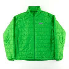 Patagonia Mens Large Nano Puff Jacket Full Zip Quilted Puffer Lightweight Green