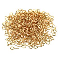 300Pcs 4mm ID x 15mm L Screw Eyes Pin Mini Small Eye Hooks Dark Gold