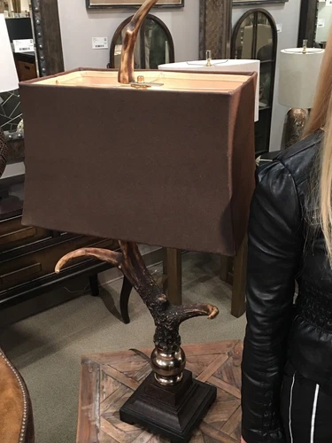 FARMHOUSE LODGE DECOR LARGE 40" FAUX DEER ELK ANTLER TABLE LAMP 27960 - Picture 3 of 5