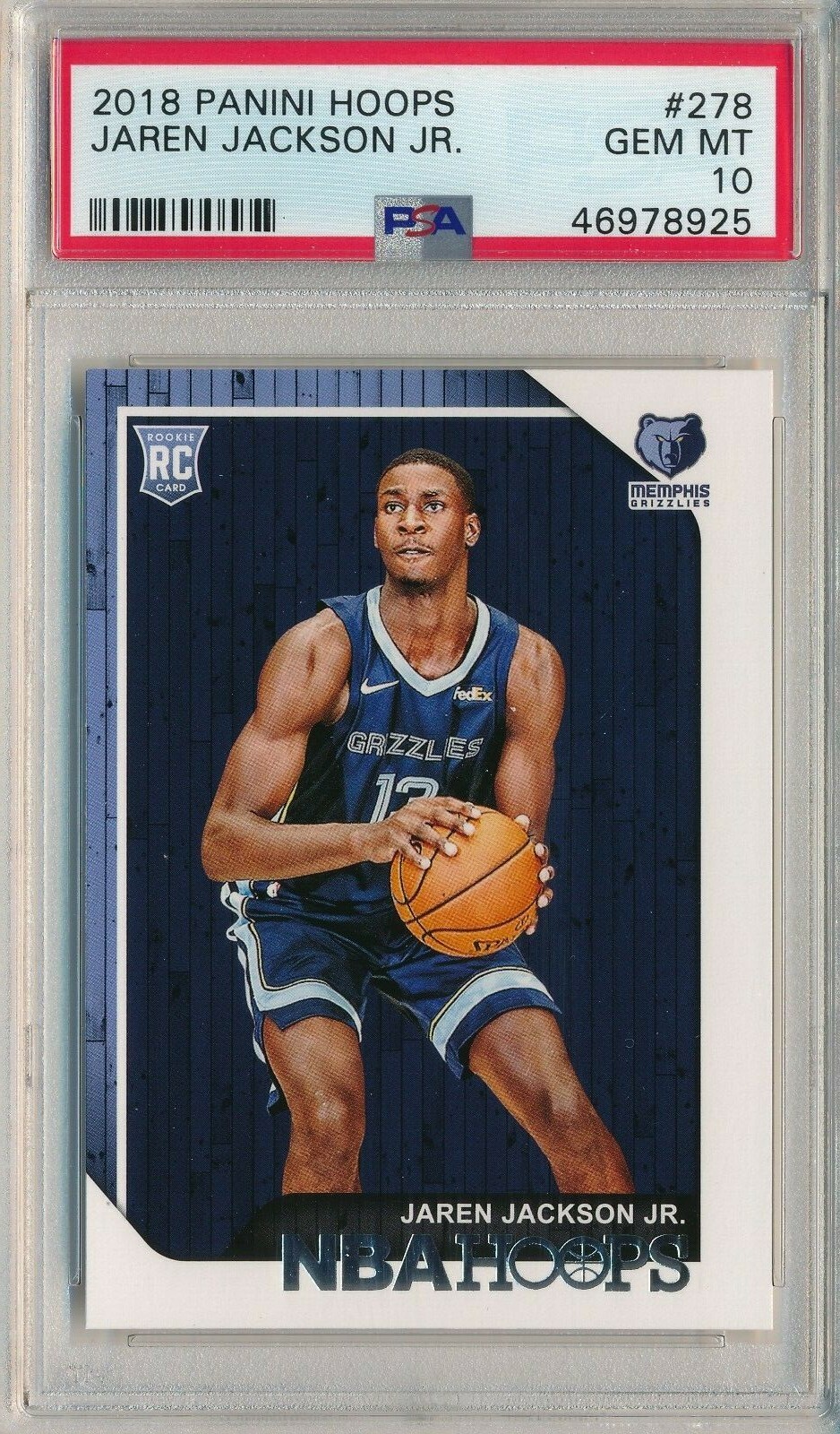2018 PANINI HOOPS JAREN JACKSON #278 RC PSA 10 GEM MINT ROOKIE