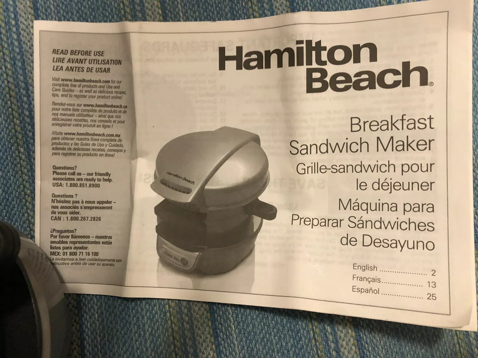 Hamilton Beach Breakfast Sandwich Maker ST29 Grill Non Stick Countertop