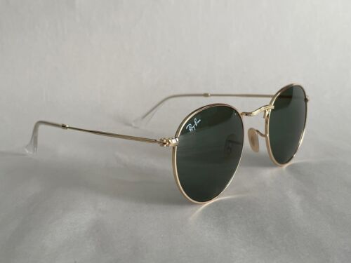 Pre owned Ray Ban Sunglasses RB3447 001 Round Metal Gold Frame Classic Green - Afbeelding 1 van 6