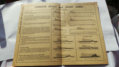 STANDARD SPIGOT & SOCKET JOINTS PIPES SAFETY CIVIL ENGINEERING DATA CHART YARN
