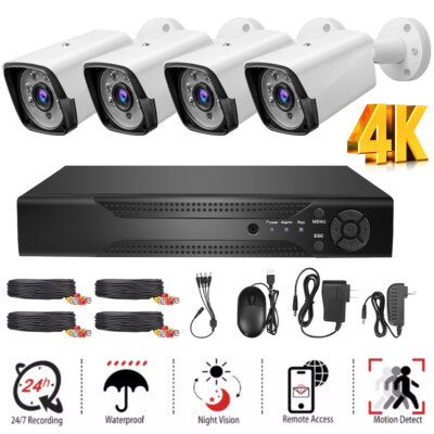 4K Wired Security Camera System AI Human/Vehicle Detection 4CH Surveillance DVR