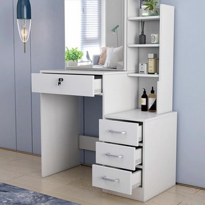 Corner Dressing Table Sliding Mirror 4 Drawers Makeup Dresser Shelf Vanity White Ebay