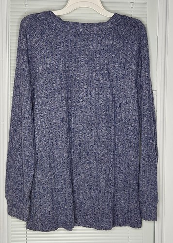 Women's X-Large Long Sleeve Square Neck Sweater Tunic Top Grey - Picture 2 of 4