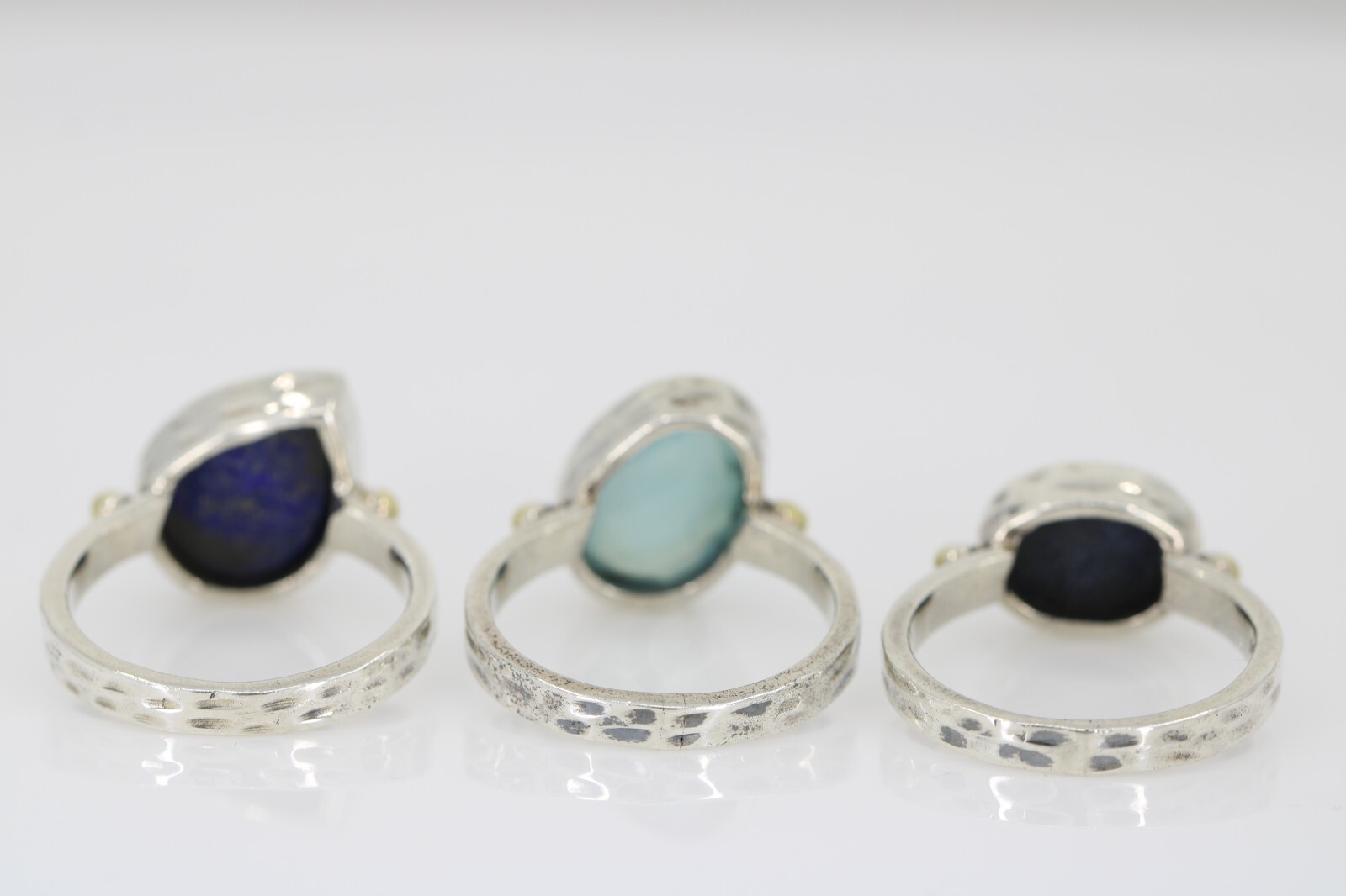Triple Stack Sterling Silver & 14k Multi Stone Ri… - image 10