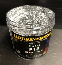 House of Kolor Metal Flake F15 Silver 1/64 Dry Flake 6 oz