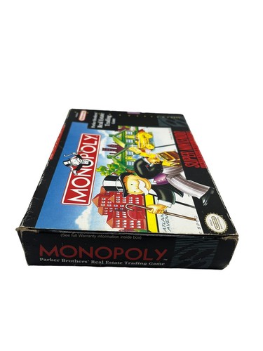 Monopoly Super Nintendo Snes Game Vintage Authentic Cartridge CIB Real Estate - Picture 4 of 12