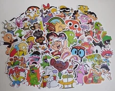 50PC. 90's NICKELODEON/OTHER CARTOON CHARACTERS WATERPROOF VINYL STICKERS/DECALS