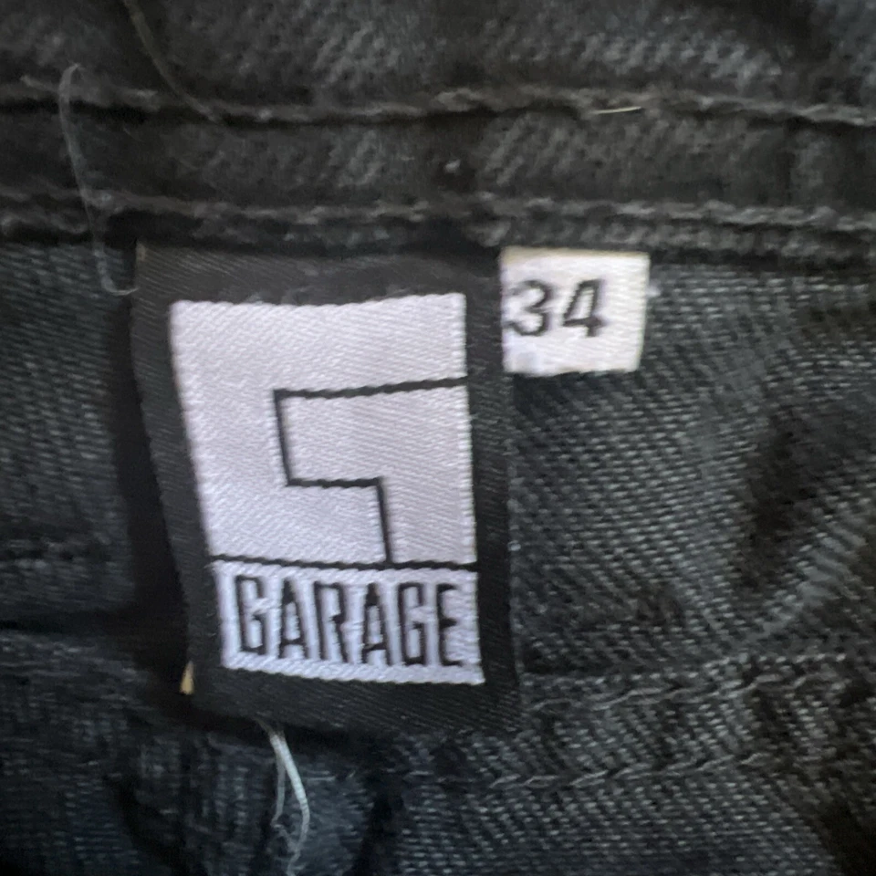 Pantalones de mezclilla Garage negros holgados anchos para hombre 34 patinadores hip hop puños Jacks RARO USADO EN EXCELENTE ESTADO Foto 2 de 4