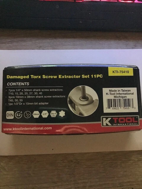 K Tool International NEW KTI-75410 11 Piece Damaged Torx Screw Extractor Set - Image 2 of 2
