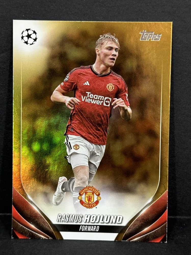 2023-24 Topps UEFA Man Utd Rasmus Hojlund Gold Foil Parallel #/50 Rare
