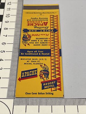 Front Strike Matchbook Cover  Apache Resort Motel  Miami, Florida  gmg  Unstruck