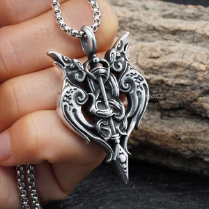 Mens Norce Viking Celtic Knot Crow Pendentif Raven Collier en acier inoxydable Cadeau