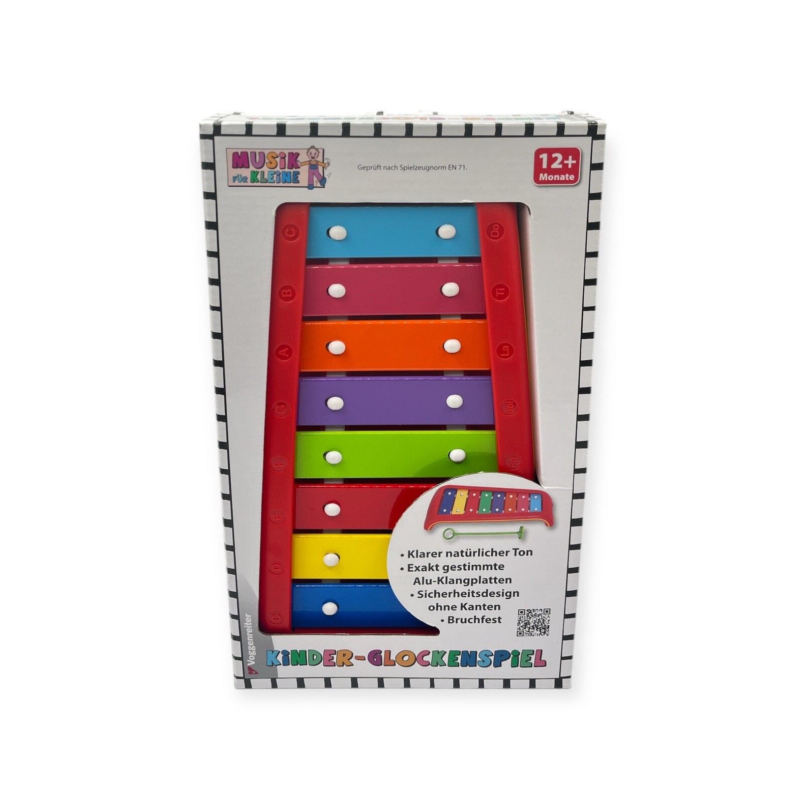 Voggenreiter Kinder Glockenspiel 8 Töne mit Schlägel Musikspielzeug