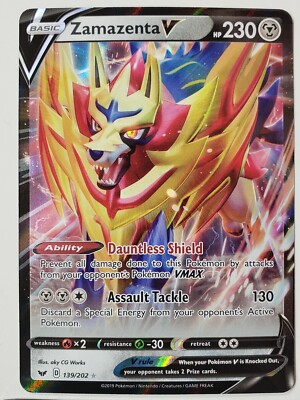 HOLO Zamazenta V 139/202 NM / M - Sword Shiekld Pokemon Card - $2