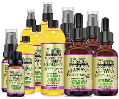 THE BEST NATURE Citronella & Lemongrass Essential Oil Mosquito Insect Repellent Body Cap /Spray