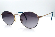 Vintage Flexon Gold Teal Oval Metal Sunglasses Japan W/NEW LENSES 