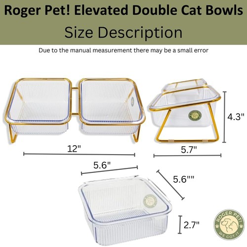 Elevated Cat & Dog Bowls 15° Tilted Stand Stainless Steel Transparent Bowls - Picture 4 of 8