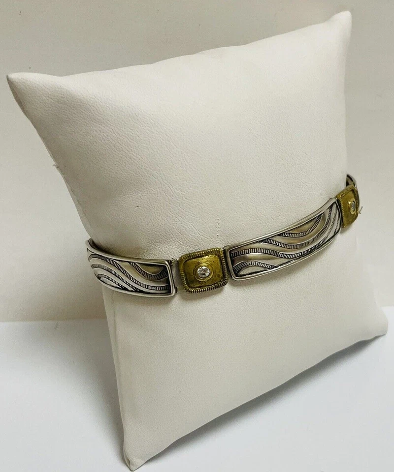 Pulsera Silpada de plata de ley 925 y latón Belle Stretch circonita cúbica B2706 8 pulgadas Foto 4 de 4