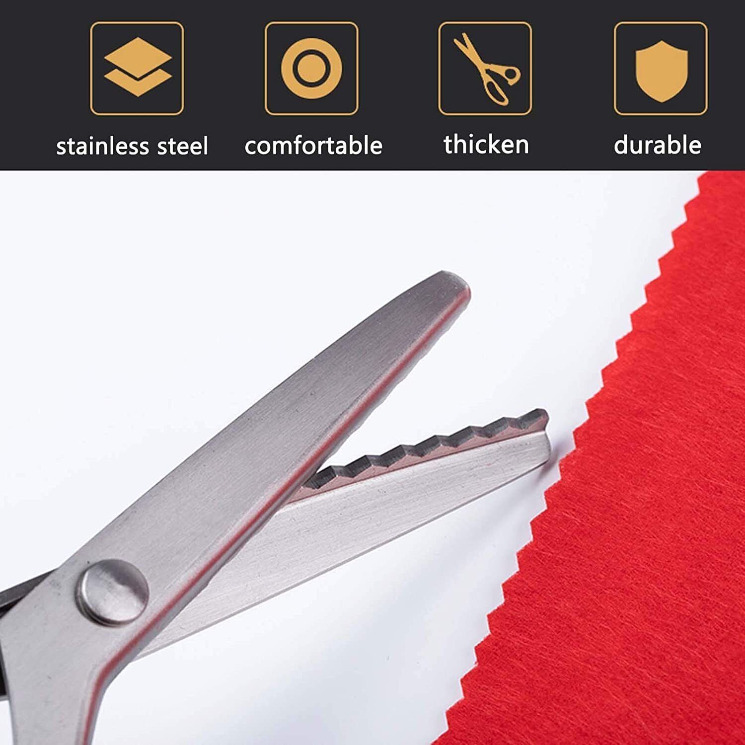 Stainless Steel Pinking Shears Handled Crafts Dressmaking Zig Zag Cut