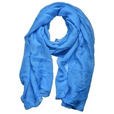 Women's Cotton Scarves Lady Light Soft Fashion Solid Scarf Wrap One Size Blue