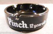 Haig & Haig Pinch Ashtray 12 Year Old Scotch Whiskey Black Glass Advertising EUC