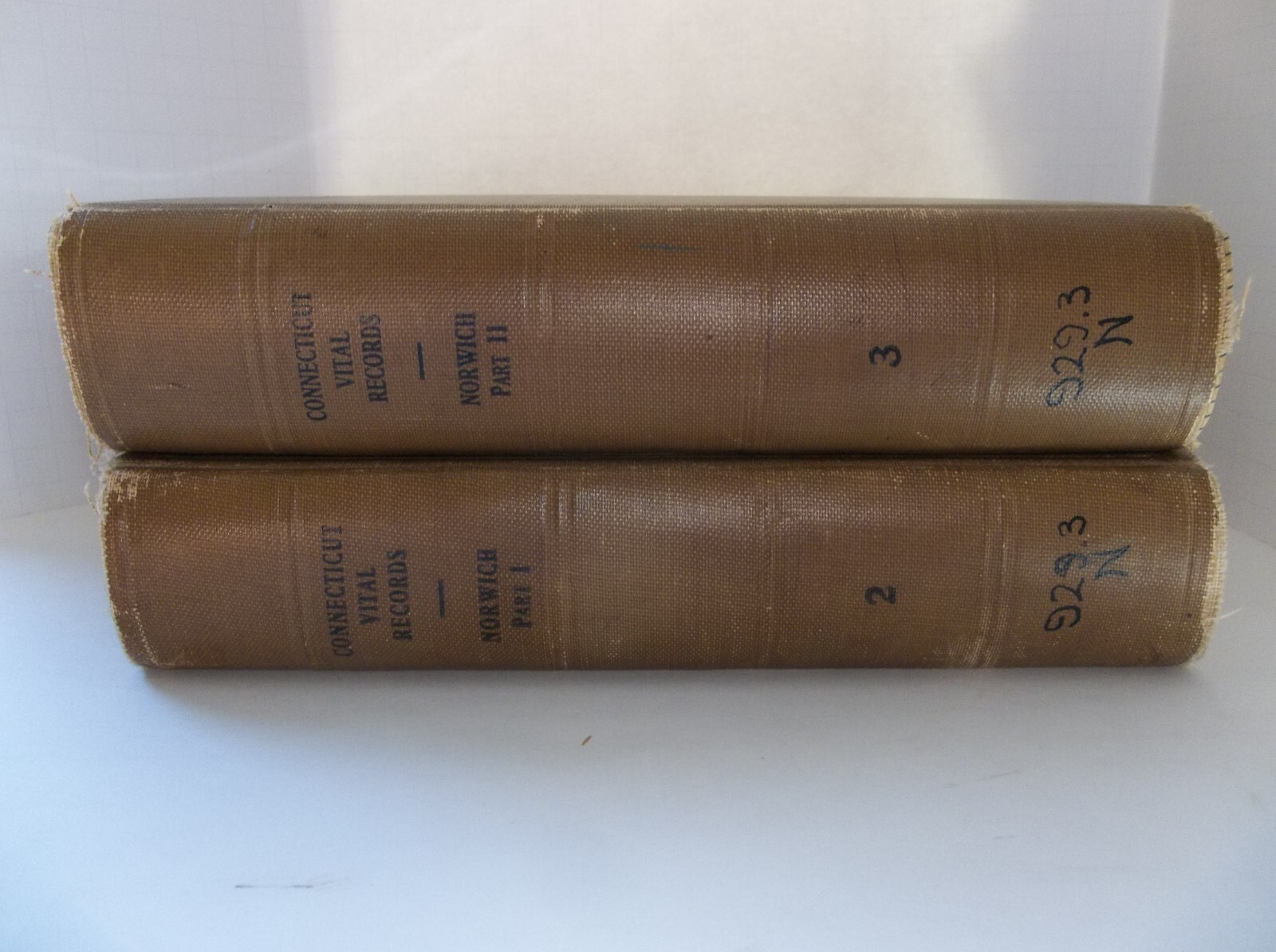 VITAL RECORDS OF NORWICH CT, parts 1 and 2. 16591848. pub 1913. used