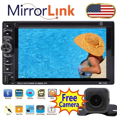 2DIN Car STEREO DVD FM USB MIRROR LINK FOR GPS RADIO BLUETOOTH W/ BACK UP CAMERA
